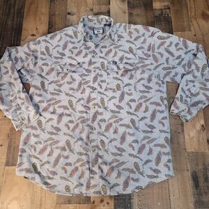 Lee Leafs Print Button Up Shirt‎ Men Size XLarge Awesome Color Fall Casual Wear